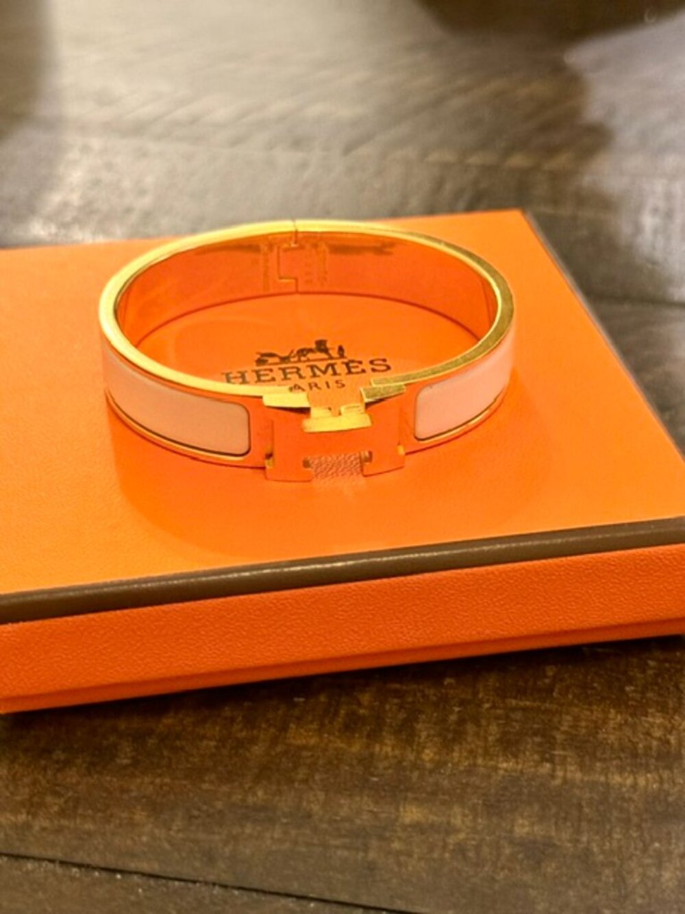 Hermes Clic H bracelet in Yellow Gold and Rose Candeur - like new!